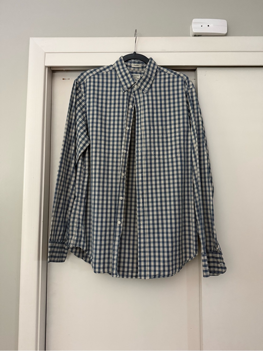 J. Crew Blue and White Gingham Button-Down Shirt